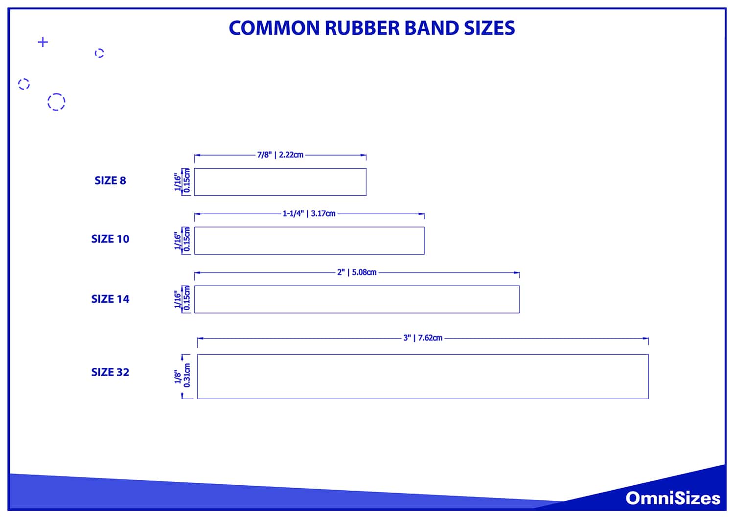 Common rubber band sizes