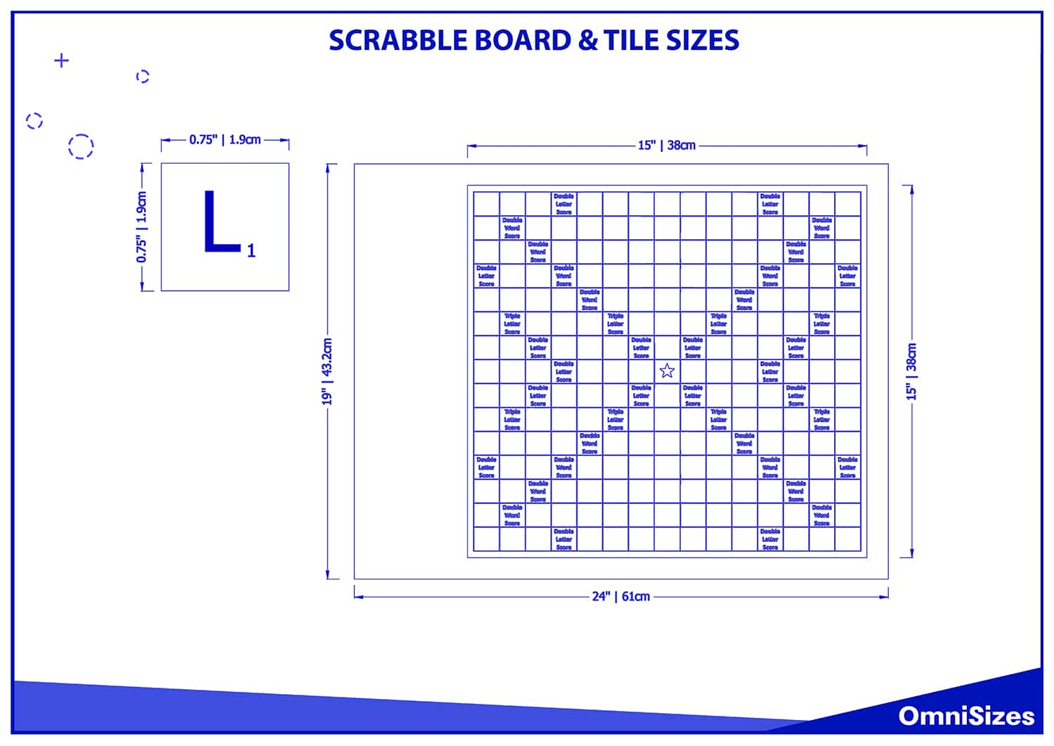 Scrabble board and tile sizes