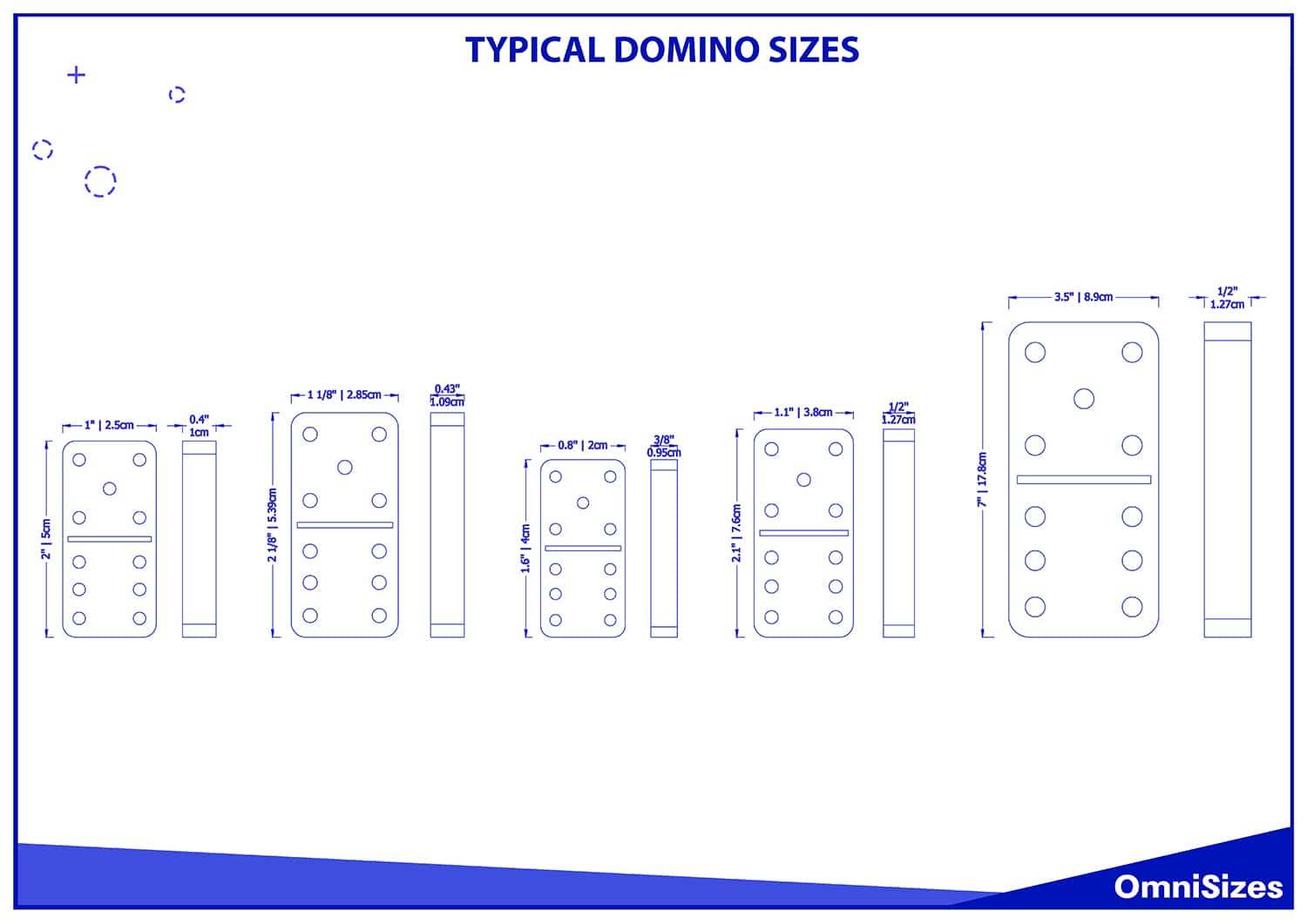 Typical domino sizes