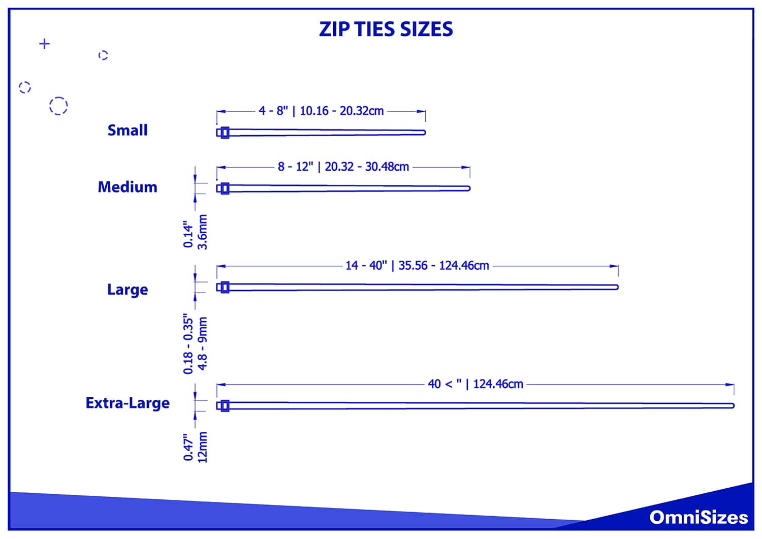 Zip ties sizes