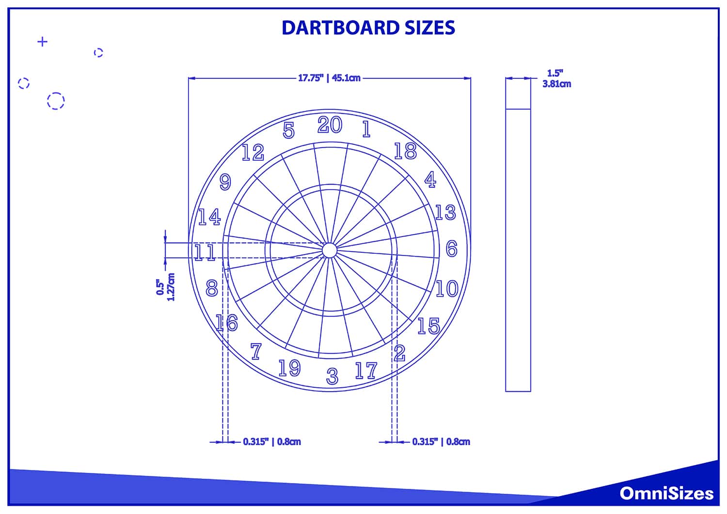 Dartboard sizes