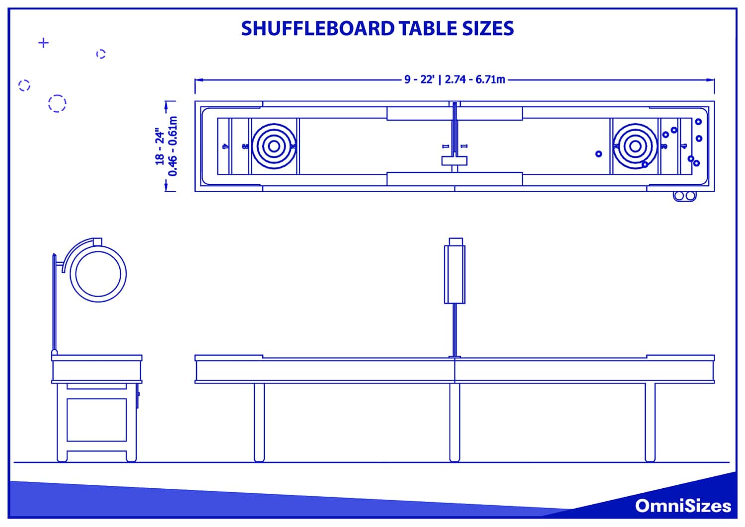 Shuffleboard table sizes